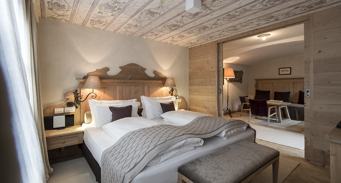 Hotel rosa Alpina's Suites and rooms as well as our exclusive Penthouse Suite have been individually designed in a unique and authentic Mountain style. Especially ideal for families, we have a selected number of Suites and rooms that may become connecting rooms, if requested.